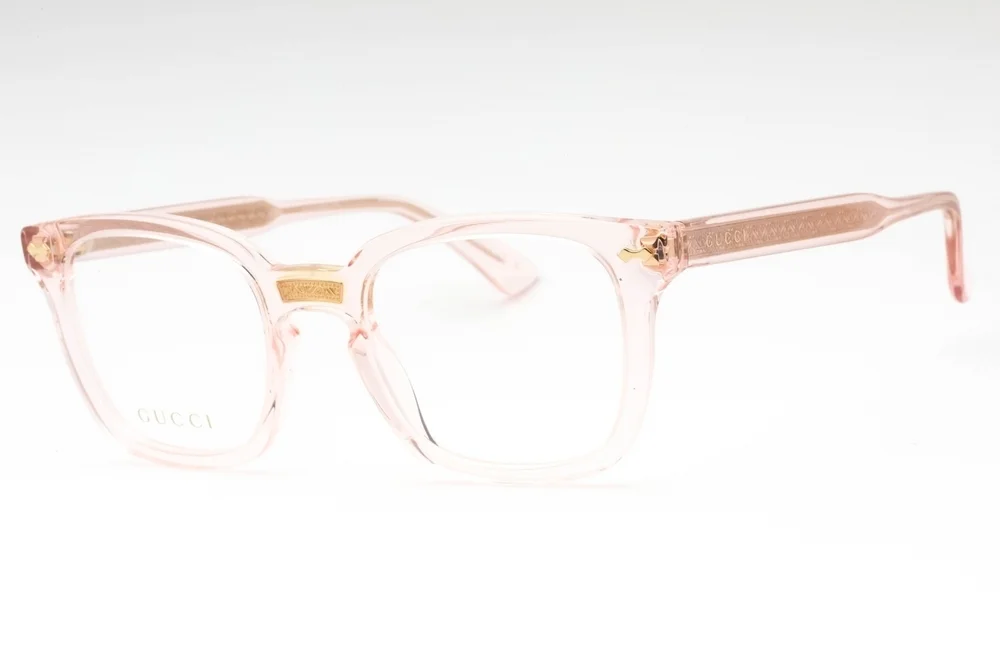 NWT Gucci GG0184O-013 Pink Rectangular 50mm Glasses